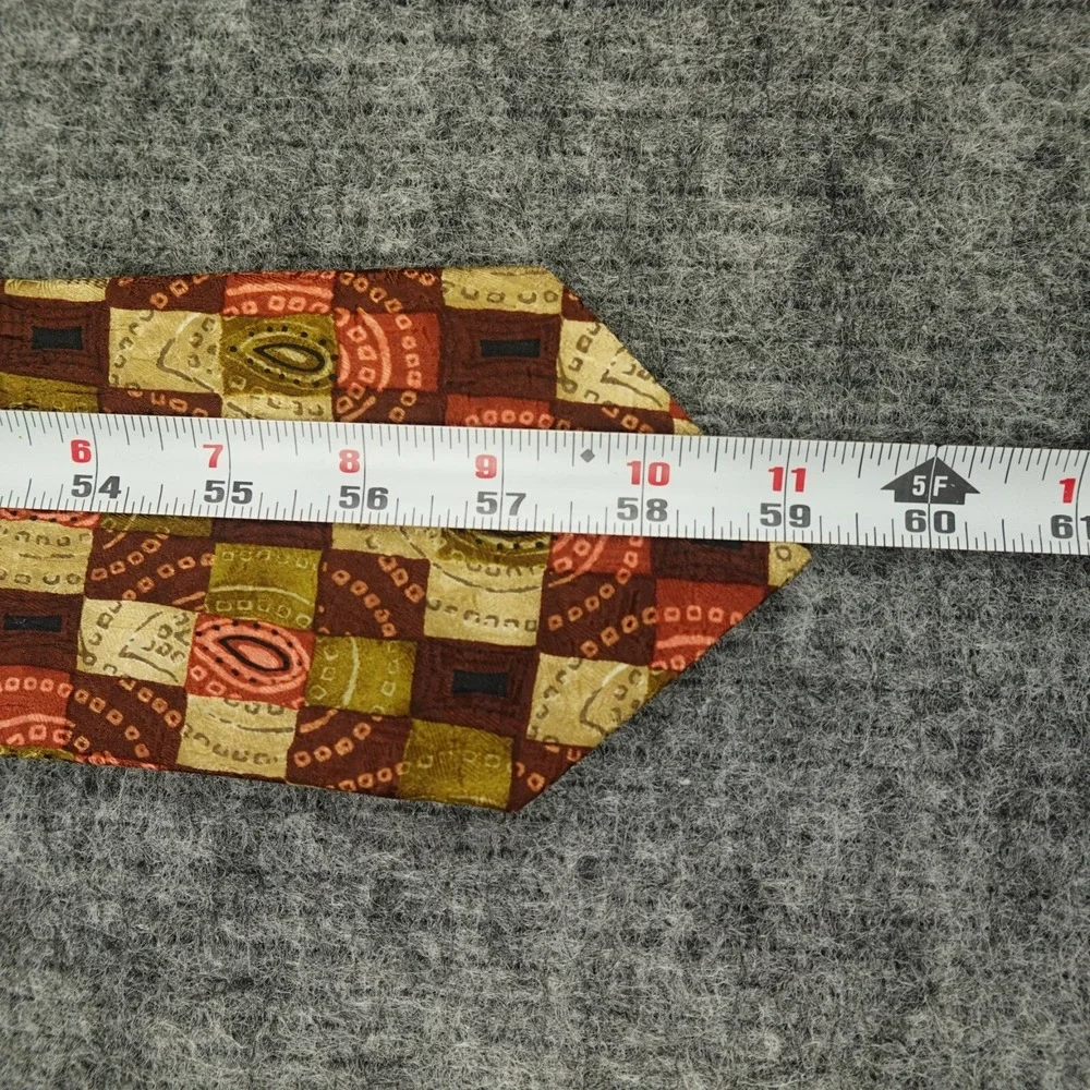 Ermenegildo Zegna Silk Neck‎ Tie Mens L59 W3.75 Brown Maroon Paisley Textured